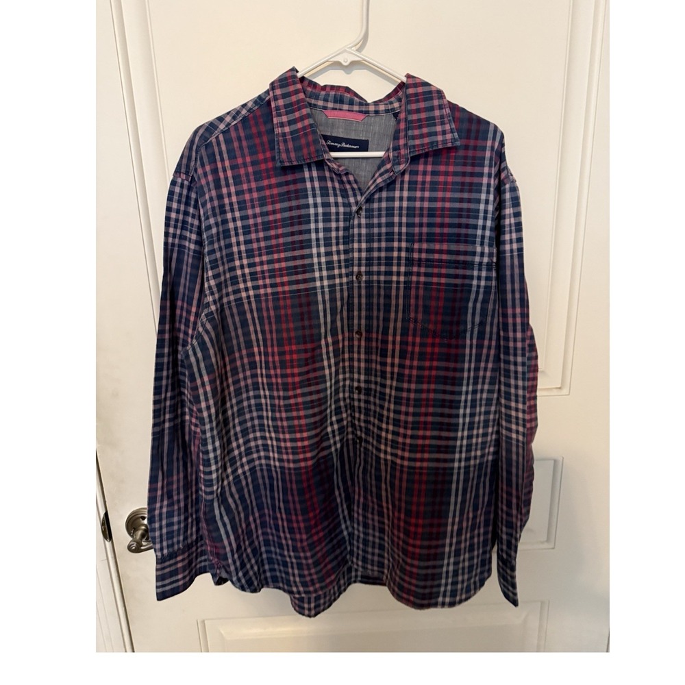 Tommy Bahama Plaid Multicolor Button-Up Shirt XL Long Sleeve Cotton Men